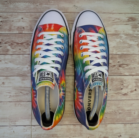 Converse All Star Rainbow Tie Dye Low Top Sneakers Trainers Women's Size 11 - Picture 5 of 13